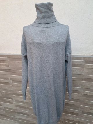 Vestido Jersey de Cuello Alto Gris