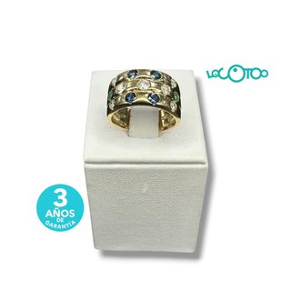 ANILLO ORO 18K CON 13 PIEDRAS DE COLORES 11GR 18MM