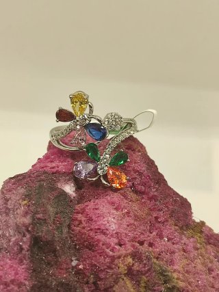Anillo Xuping Mariposas Multicolor Circonitas
