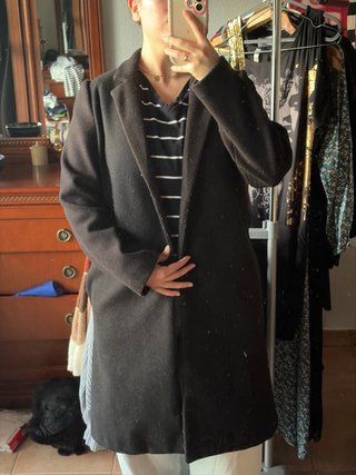 Abrigo largo negro Zara Talla M