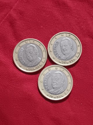 3 Monedas 1 Euro España con defecto