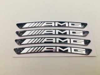 Emblema aluminio llantas Mercedes AMG negro