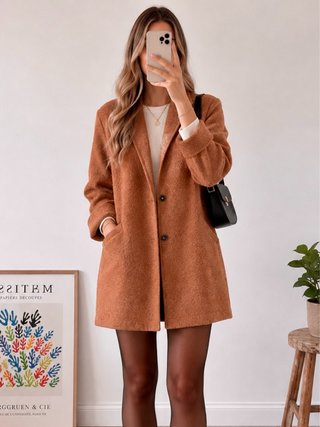 Abrigo / chaquetón Yerse camel lana hervida M