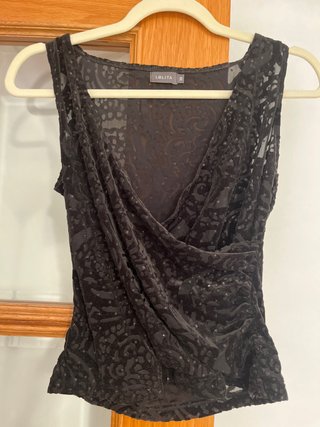 Top Lolita Terciopelo y Semitransparencias Negro T