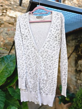 Chaqueta de punto fino #Zara #animalprint gris