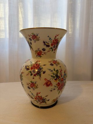 Jarrones porcelana flores y estampado multicolor