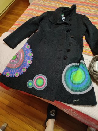 Abrigo Desigual Negro Multicolor
