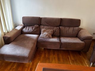 Sofá Chaise Longue de Tela Marrón