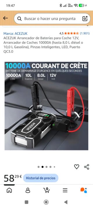 Arrancador de Batería ACEZUK 10000A 12V