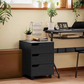 Cajonera de Oficina con Ruedas 3 Cajones Negro