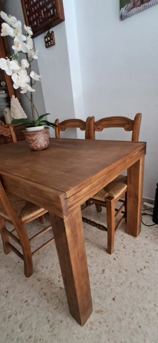 Conjunto Salon Provenzal Pino 2 muebles mesa silla