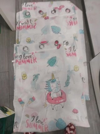 2 Cortinas Infantiles Estampado Unicornio