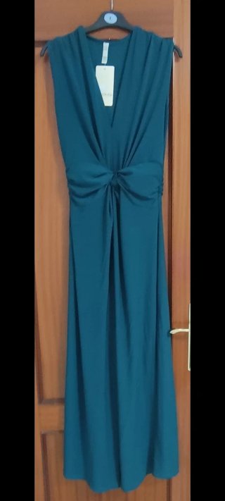 Vestido largo fiesta verde azulado Talla L