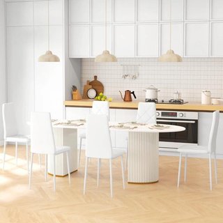 Pack 6 Sillas Comedor Cuero Sintético Blanco
