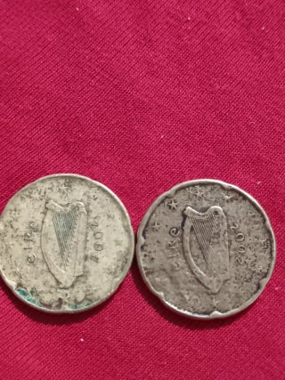 Monedas Eire 2002 con defecto