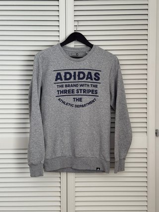 Sudadera Adidas Vintage Gris Talla S Logo Azul