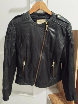 Cazadora cuero Mango negra Talla L