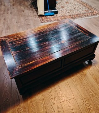 Mesa de centro oriental madera oscura