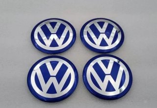 8 x chapas centro de rueda Volkswagen 90 mm azul