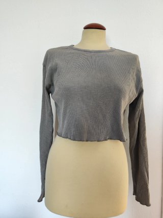 Maglia a maniche lunghe crop grigia