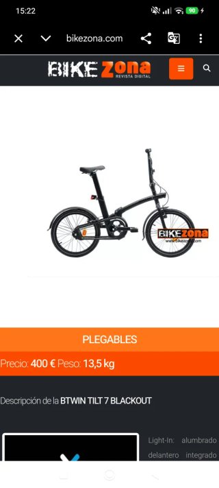 Bicicleta plegable Btwin Tilt 7 Blackout