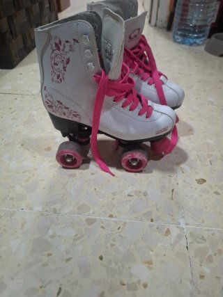 Pattini a rotelle rosa e bianchi taglia 38
