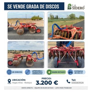 Grada de Discos La Sidero 20 Discos