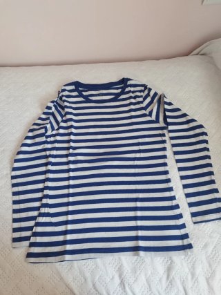 Camiseta Rayas Azul y Blanca Manga Larga