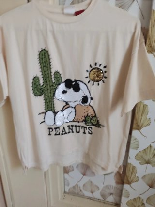 Camiseta Snoopy Peanuts Beige Talla Única