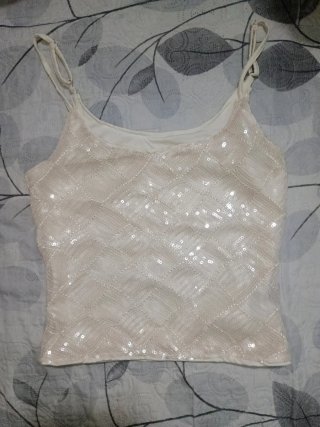 Top Lentejuelas Shein Beige/Dorado Talla S
