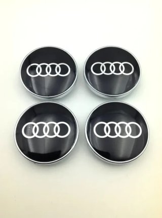 4 centros de rueda Audi negro 60 mm