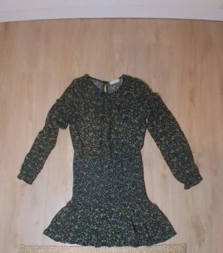 Vestido Mango flores negro y verde