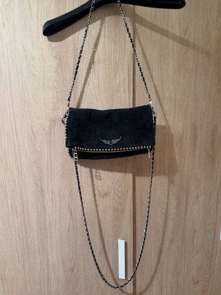 Bolso Zadig Piel Negro Detalles Plateados
