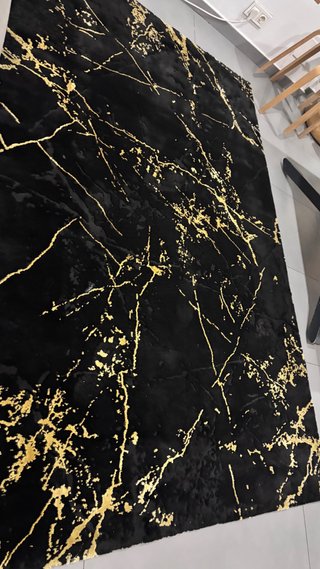 Tappeto Moderno Nero e Dorato 160x230