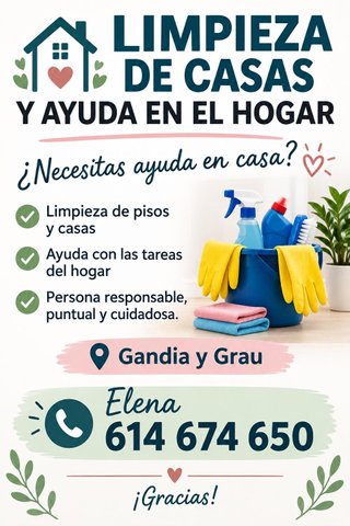Limpieza de casas y ayuda en el hogar en Gandía