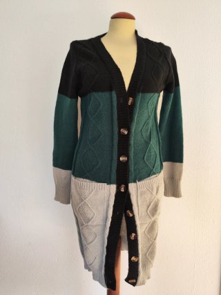 Cardigan lungo a blocchi di colore