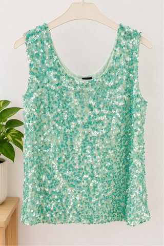 Camisa de lentejuelas aguamarina
