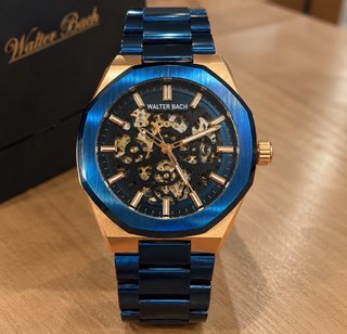 Reloj Walter Bach Automático Skeleton Azul
