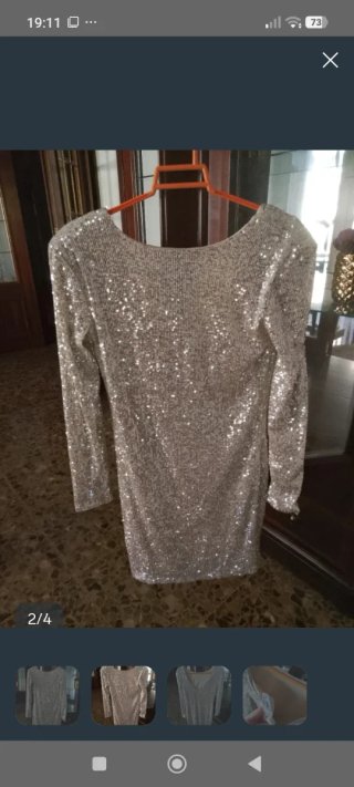 Vestido de fiesta Mango plateado talla M