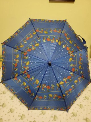 Paraguas azul estampado automático con silbato