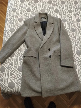 Abrigo de paño gris Zara Talla L