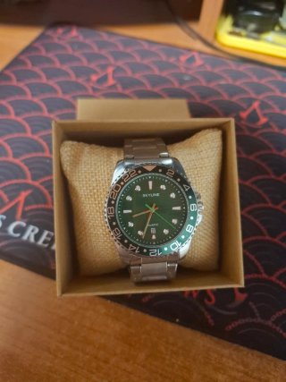 Reloj SKYLINE Hombre Verde y Plateado
