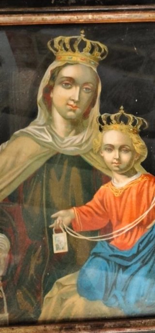 Coppia di antiche litografie religiose illuminate