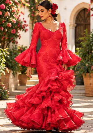 Traje Flamenca Carme Vega Rojo