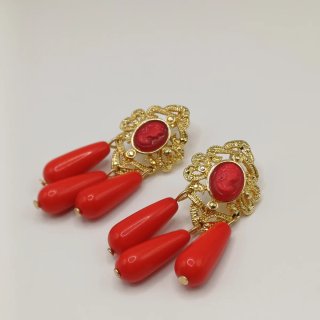 Pendientes Vintage Oro 18k y Corales