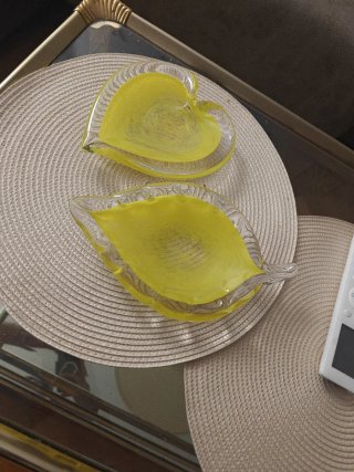 Set di 2 Piatti Decorativi in Vetro