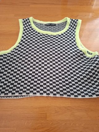 Jersey corto de punto cuadros SHEIN