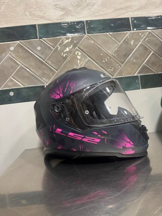 Casco Moto LS2 Diseño Floral Rosa