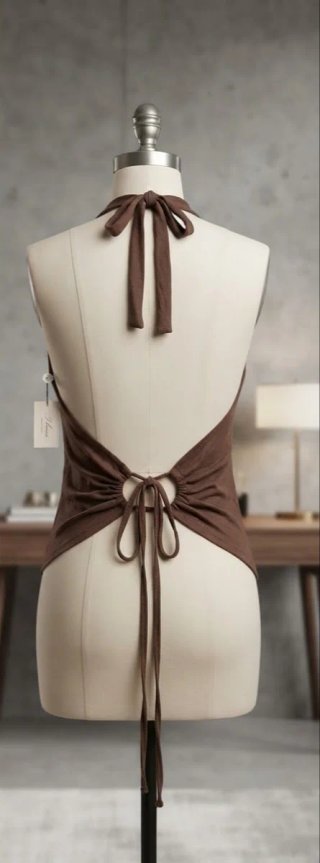 Blusa Marrón Chocolate Escote Halter