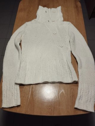 Jersey de lana Green Coast blanco con botones
